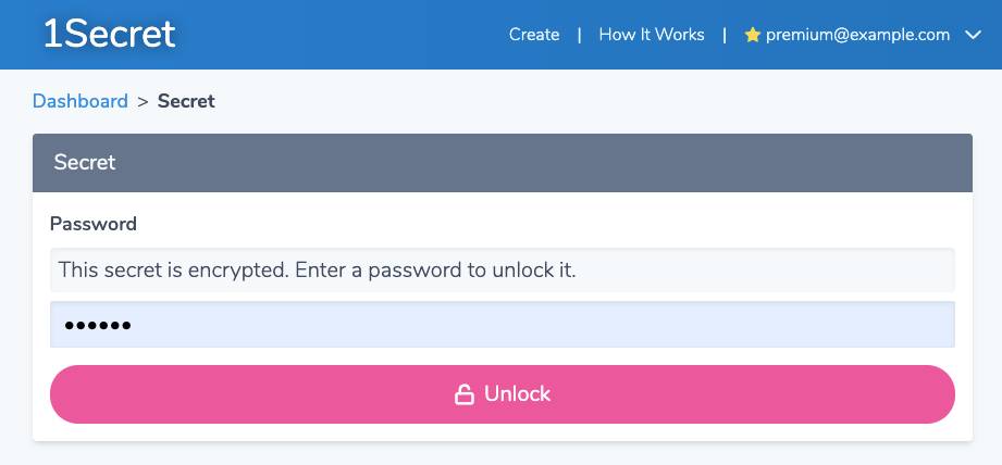 How 1Secret works - Unlocking a password-encrypted secret